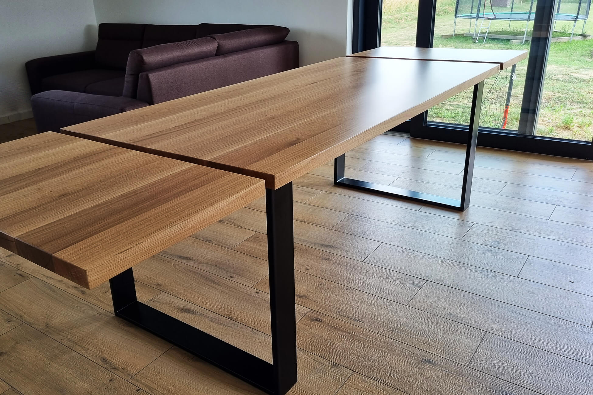 Stół dębowy rozkładany - Stół z litego drewna dębowy - Stół industrialny dębowy