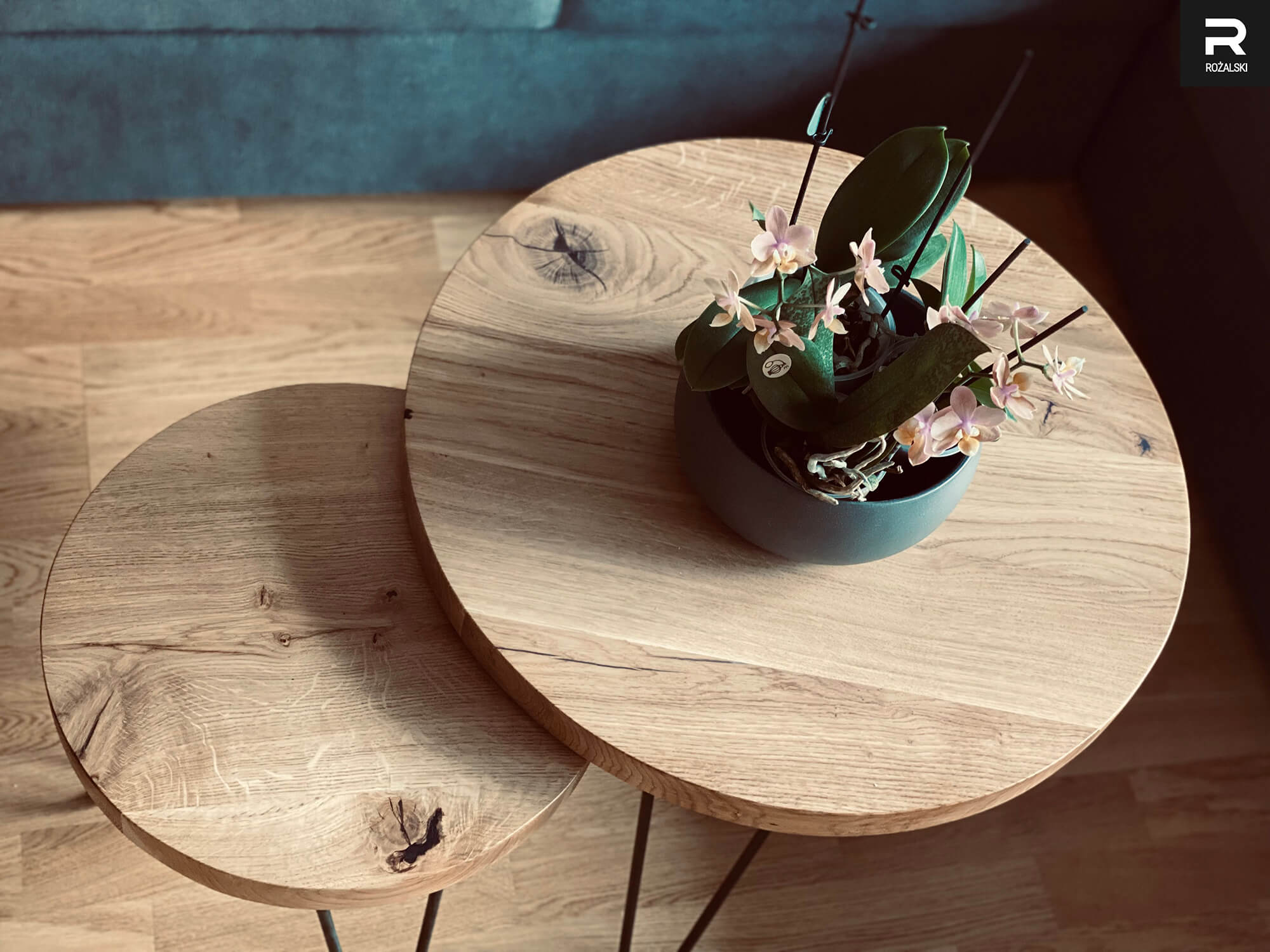 stolik kawowy okrągły - lite drewno